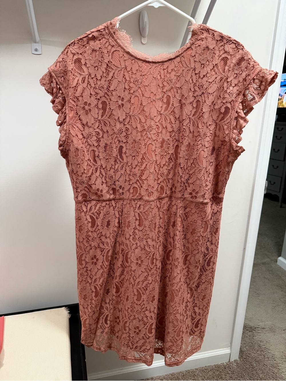 Who What Wear Lace Midi Dress - Dusty Rose